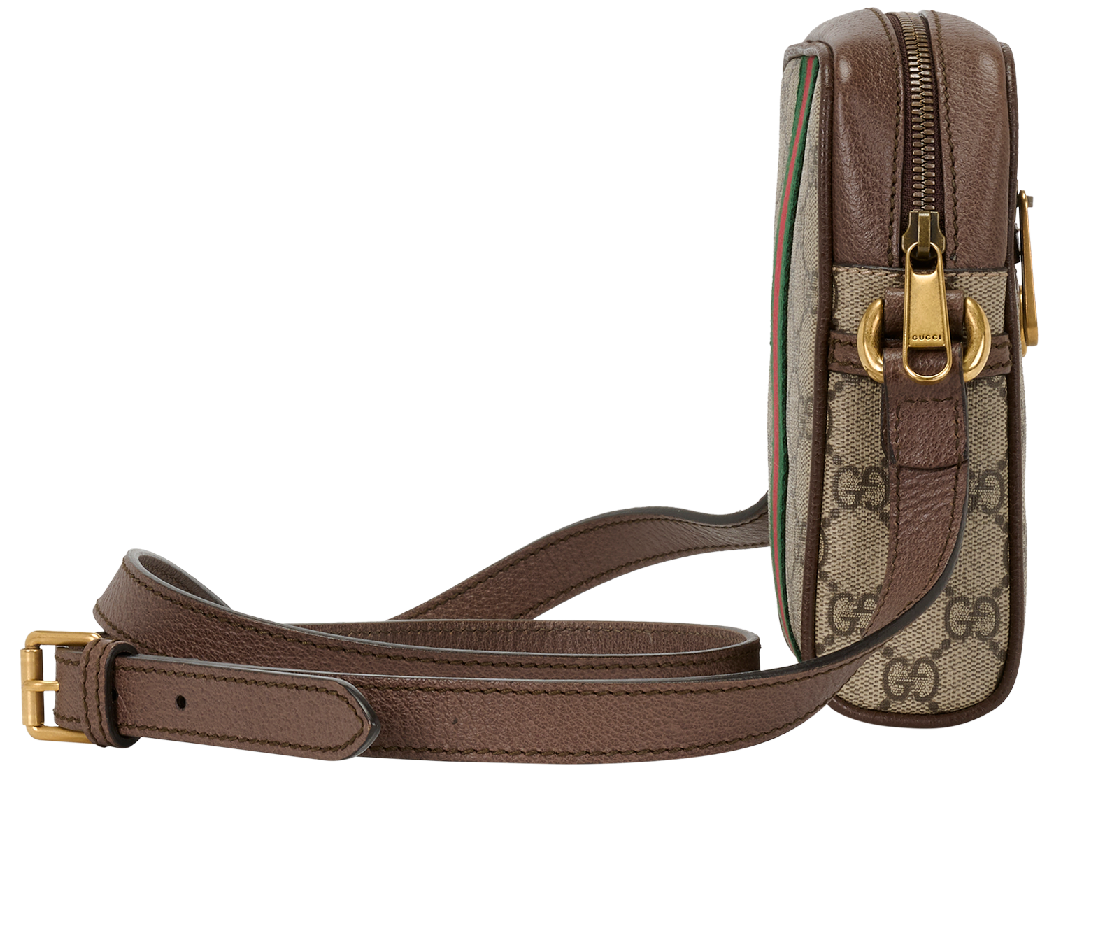 Ophidia Messenger Bag, &pound;595, Handbags, Beige/Brown, Canvas/Leather, Side view